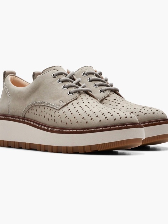 Clarks Shoes - Clarks Orianna Move Wedge Gray Derby Platform Oxford Leather Women’s 9.5 [JO]